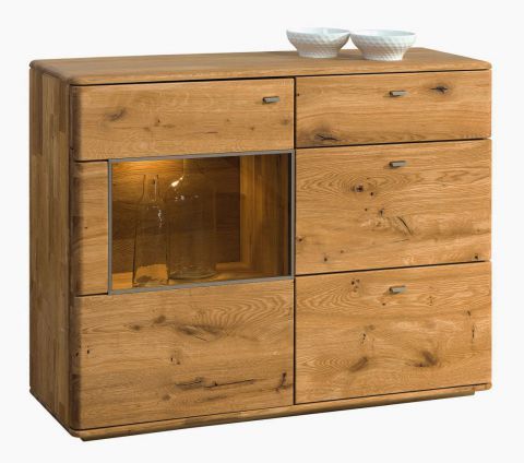 Chest of drawers Lencois 15, Colour: Natural, solid oak oiled and brushed - Measurements: 90 x 117 x 39 (H x W x D)