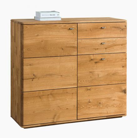 Chest of drawers Lencois 17, Colour: Natural, solid oak oiled and brushed - Measurements: 104 x 117 x 39 (H x W x D)