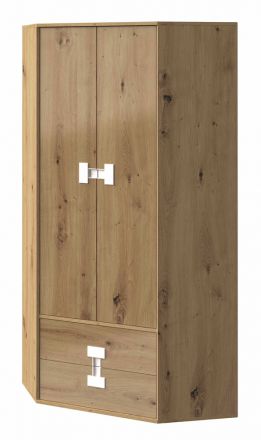 Children's room - Hinged door cabinet / Corner Closet Garian 02, Colour: Oak / White, Measurements: 191 x 88 x 88 cm (H x W x D).