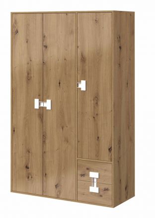 Children's room - Hinged door cabinet / Closet Garian 04, Colour: Oak / White - Measurements: 191 x 120 x 50 cm (H x W x D)