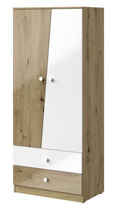 Hinged door cabinet / Closet Sirte 01, Colour: Oak / White high gloss - Measurements: 190 x 80 x 50 cm (H x W x D)