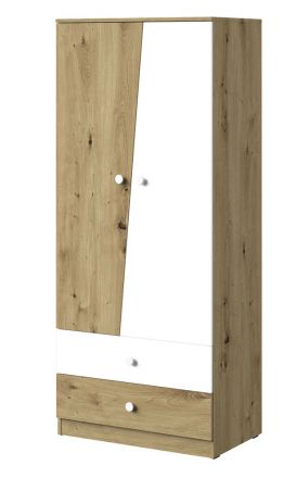 Hinged door cabinet / Closet Sirte 01, Colour: Oak / White matt - Measurements: 190 x 80 x 50 cm (H x W x D)