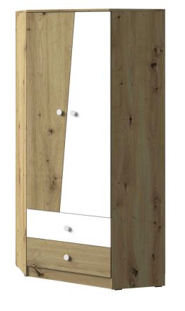 Hinged door cabinet / Corner Closet Sirte 02, Colour: Oak / White matt - Measurements: 190 x 87 x 87 cm (H x W x D).