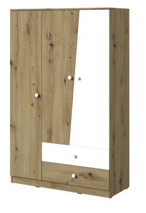 Hinged door cabinet / Closet Sirte 03, Colour: Oak / White matt - Measurements: 190 x 120 x 50 cm (H x W x D)