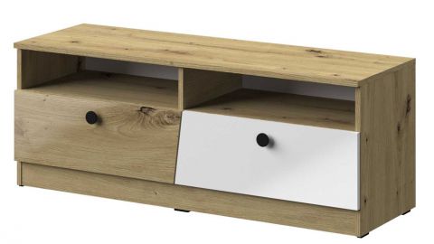TV base cabinet Sirte 08, Colour: Oak / White / Black high gloss - Measurements: 45 x 120 x 40 cm (H x W x D)
