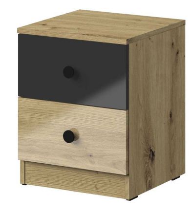 Desk cabinet Sirte 09, Colour: Oak / White / Black High Gloss - Measurements: 50 x 40 x 40 cm (H x W x D)