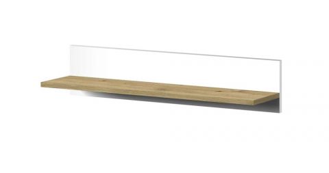 Suspended rack / Wall shelf Sirte 12, Colour: Oak / White high gloss - Measurements: 17 x 80 x 18 cm (H x W x D)
