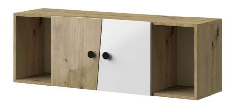 Wall cabinet Sirte 13, Colour: Oak / White / Black High Gloss - Measurements: 41 x 120 x 32 cm (H x W x D)