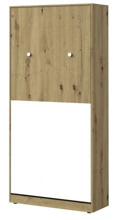 Cupboard bed Sirte 15 vertical, Colour: Oak / White matt - Lying area: 90 x 200 cm (w x l)