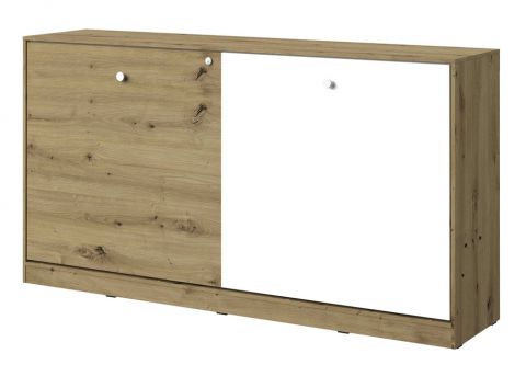 Cupboard bed Sirte 16 horizontal, Colour: Oak / White matt - Lying area: 90 x 200 cm (w x l)