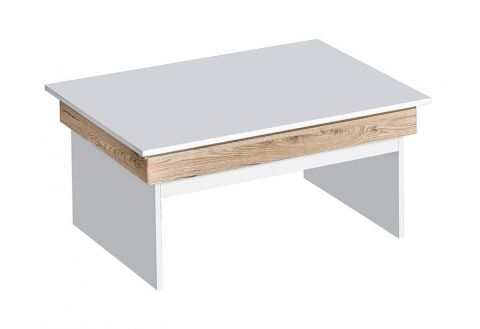 Coffee table Zuri 06, Colour: White / Oak - 47 x 89 x 66 cm (W x D x H)