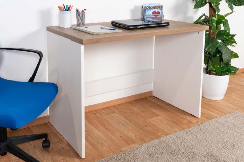 Children's room - Desk Hermann 07, Colour: White Bleached / Nut colours, solid wood - 78 x 110 x 60 cm (H x W x D)