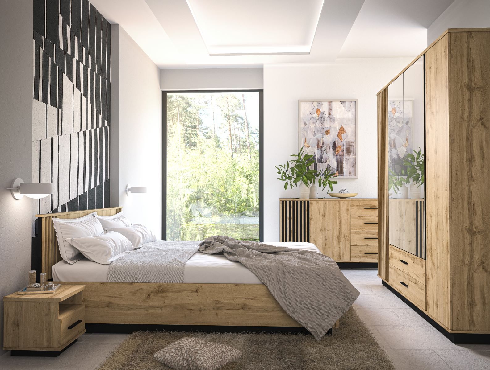 Complete bedroom set B Trevalli, 5-piece, color: oak / black