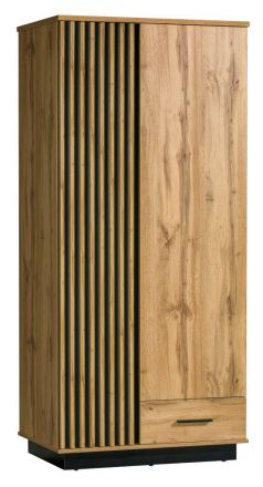 Hinged door closet / Closet Trevalli 1, Colour: Oak / Black - Measurements: 194 x 90 x 52 cm (H x W x D)