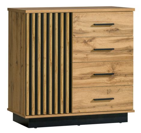 Dresser Trevalli 5, Colour: Oak / Black - Measurements: 88 x 90 x 40 cm (H x W x D)