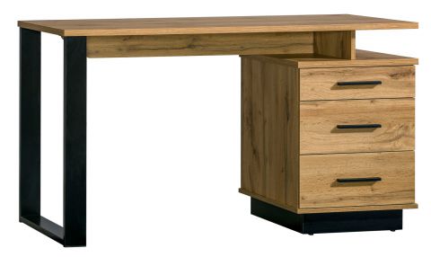 Desk Trevalli 8, Colour: Oak / Black - Measurements: 75 x 135 x 56 cm (H x W x D)