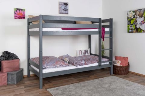 Children's bed / Bunk bed Niklas 01, solid wood, Colour: Anthracite - Lying surface: 90 x 190 cm (w x l)