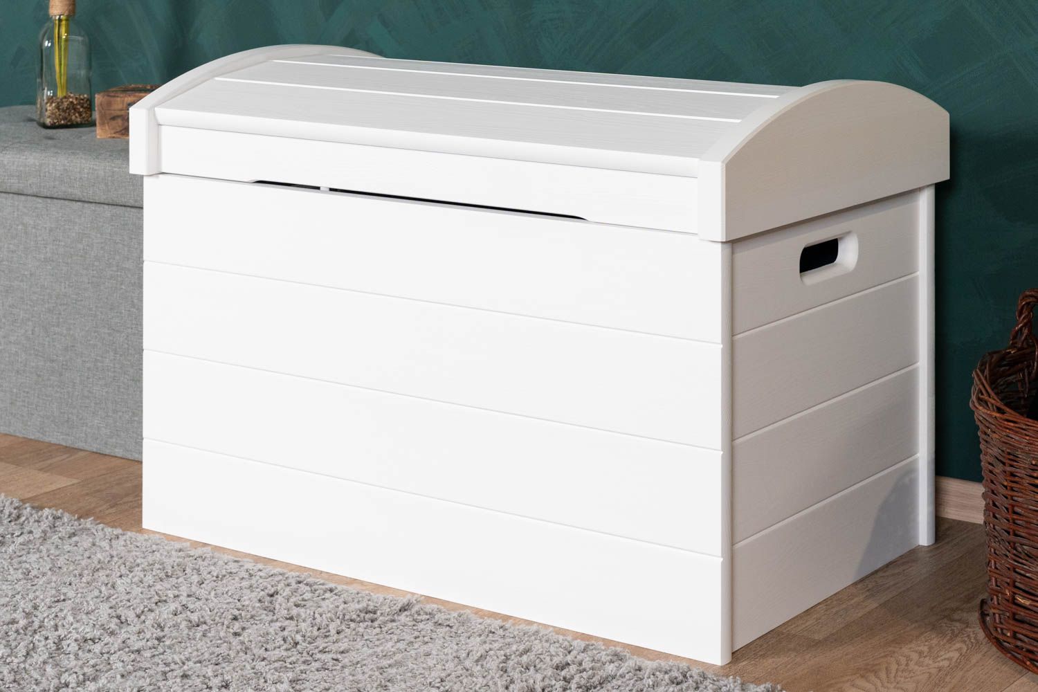 Chest solid pine solid wood white lacquered 183 - Dimensions 77 x 54 x 50 cm