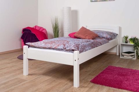 Children's bed / Kid bed solid pine wood wood wood wood wood wood White lacquered 86, incl. slatted frame - Lying area 80 x 200 cm