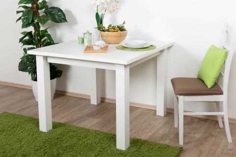 Table solid pine wood wood wood wood wood White lacquered Junco 239C (angular) - 100 x 100 cm (W x D)
