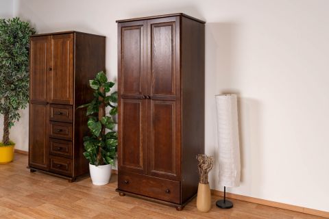 Closet solid pine wood wood wood wood wood Wallnut Junco 10A - Dimension 195 x 84 x 59 cm (H x W x D)