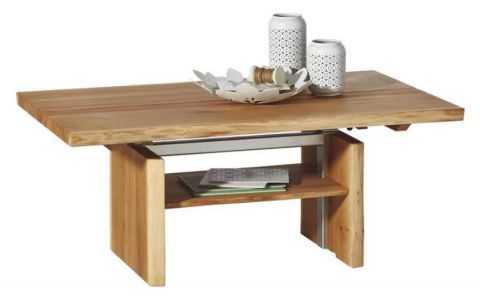 Coffee table Wooden Nature 423, solid oak - 120 x 70 x 49-68 cm (W x D x H)