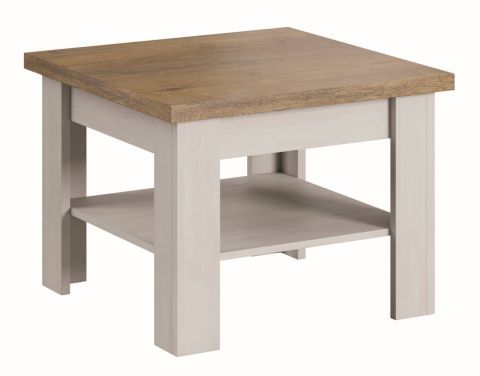 Coffee table Lägern 08, Color: Pine white / Oak brown - 70 x 70 x 53 cm (W x D x H)