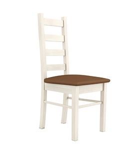 Chair Badile 19, Colour: Pine White / Brown Upholstery - 100 x 40 x 43 cm (h x w x d)
