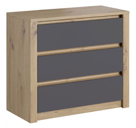 Chest of drawers Faleula 04, Colour: Oak / Grey - 79 x 90 x 43 cm (H x W x D)