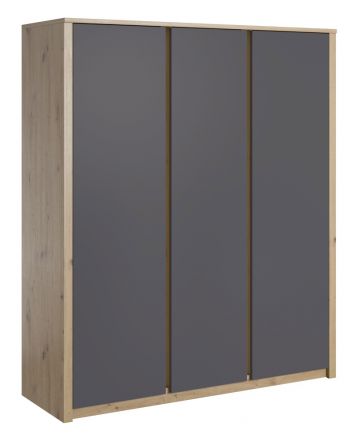Hinged door cabinet / Wardrobe Faleula 09, Colour: Oak / Grey - 196 x 166 x 53 cm (H x W x D)