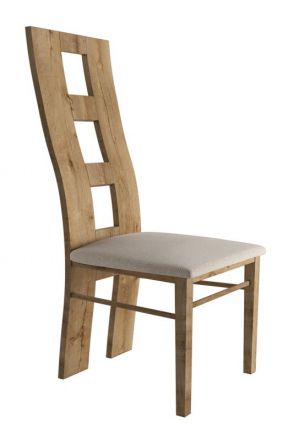 Chair Selun 15, Colour: Oak dark brown / Beige Upholstery - 97 x 43 x 40 cm (H x W x D)