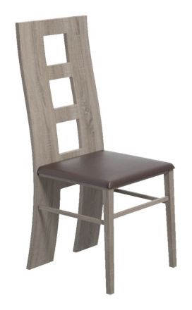 Chair Selun 15, Colour: Oak truffle / Grey upholstery - 97 x 43 x 40 cm (h x w x d)