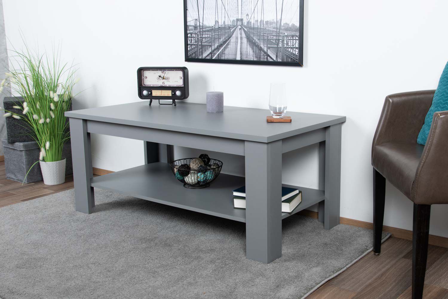 Coffee table Segnas 11, Colour: Grey - 120 x 60 x 50 cm (W x D x H)