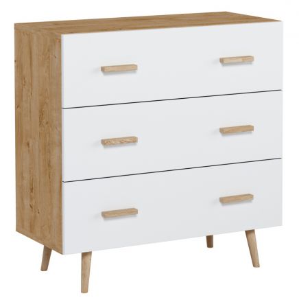 Chest of drawers Hohgant 03, Colour: Oak / White - 92 x 90 x 42 cm (H x W x D)