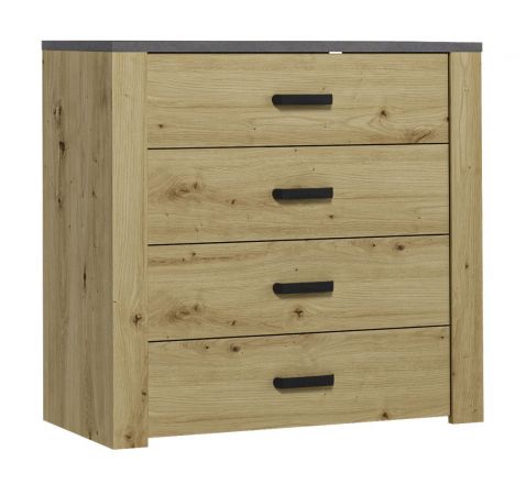 Chest of drawers Talimatau 04, Colour: Oak / Grey - 86 x 91 x 43 cm (H x W x D)