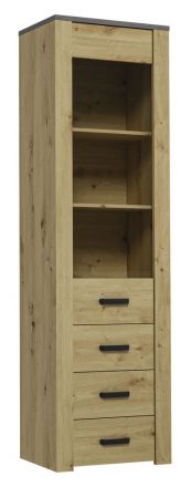 Display cabinet Talimatau 05, Colour: Oak / Grey - 197 x 57 x 43 cm (H x W x D)