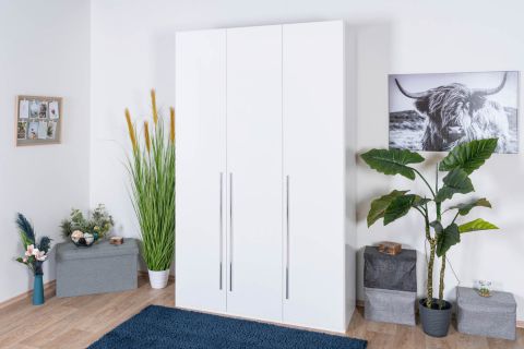 Hinged door closet / closet Siumu 22, Colour: white / white high gloss - 224 x 137 x 56 cm (H x W x D)