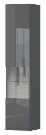 Hanging display case Vaitele 27, Colour: Anthracite high gloss - 140 x 30 x 29 cm (h x w x d)