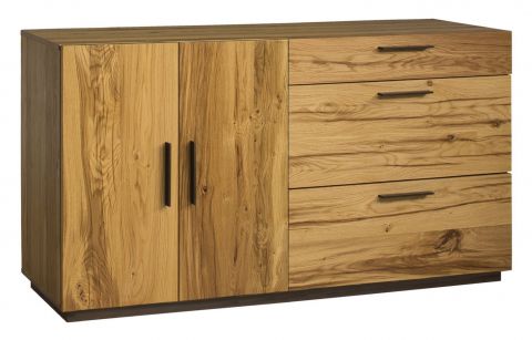 Chest of drawers Serrator 02, Colour: Natural oiled Oak / Dark Brown - 77 x 149 x 45 cm (H x W x D)