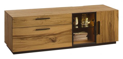 TV base cabinet Serrator 07, Colour: oak natural oiled / Dark Brown - 47 x 149 x 48 cm (H x W x D)