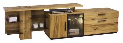 TV base cabinet Serrator 10, Colour: oak natural oiled / Dark Brown - 62 x 232 x 48 cm (H x W x D)