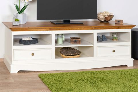 Gyronde 10 TV base cabinet, solid pine wood wood wood wood, Colour: White / oak - 53 x 167 x 53 cm (H x W x D)