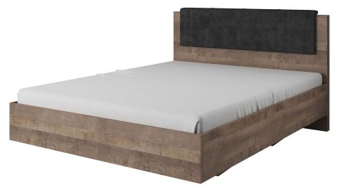 Double bed, Bassatine 08 Colour: Rustic Oak / Grey / Black - Lying area: 160 x 200 cm (w x l)