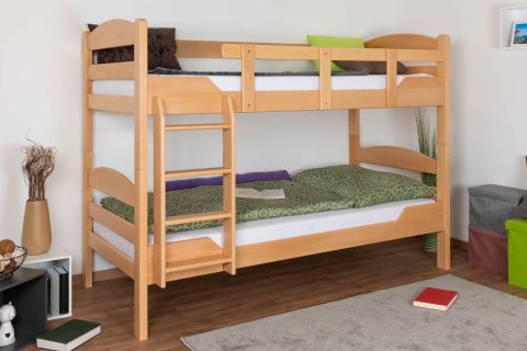 Bunk bed "Easy Premium Line" K13/n, solid beech wood, clearly varnished, convertible - 90 x 200 cm