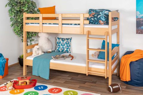 Bunk bed 90 x 190 cm for children "Easy Premium Line" K17/n, solid beech wood natural lacquered, convertible