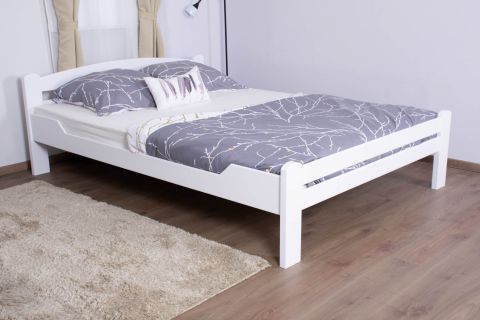Double bed "Easy Premium Line" K4 in extra length, 160 x 220 cm beech wood, solid white varnished