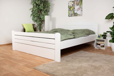 Double bed "Easy Premium Line" K7 incl.1 cover, 180 x 200 cm solid beech wood White lacquered