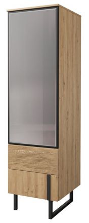 Cabinet Slatina 46, Colour: Oak / Black, part solid wood - Measurements: 203 x 56 x 63 cm (H x W x D)