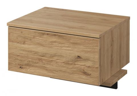 Bedside table Slatina 60, Colour: Oak / Black, part solid, door hinge right - Measurements: 42 x 56 x 45 cm (H x W x D)