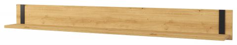 Suspended rack / Wall shelf Ogulin 20, Colour: Oak / Black - Measurements: 22 x 198 x 22 cm (H x W x D)